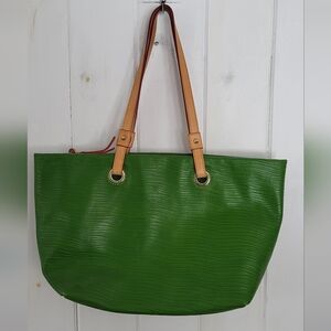 Dooney & Bourke Green Textured Leather Convertable Top Zip Shoulder Bag